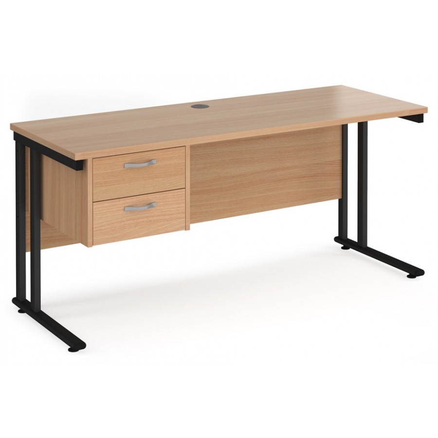 Maestro Cantilever Leg Straight Desk with Two Drawer Pedestal